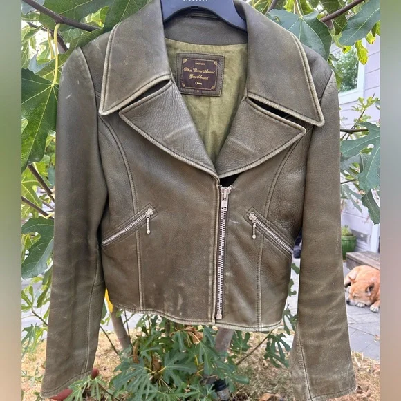 What Goes Around Comes Around Olive Jeather Jacket - Picture 1 of 7